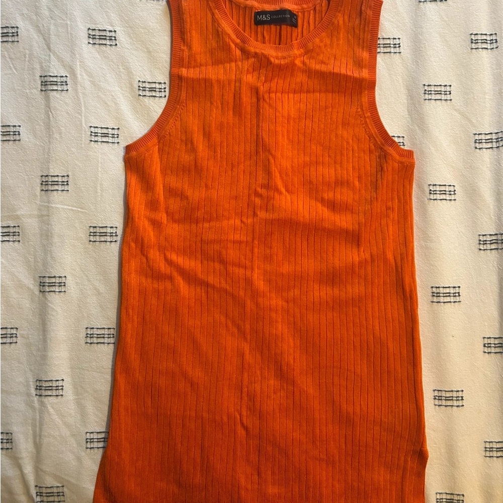 Orange Ribbed Tank Top